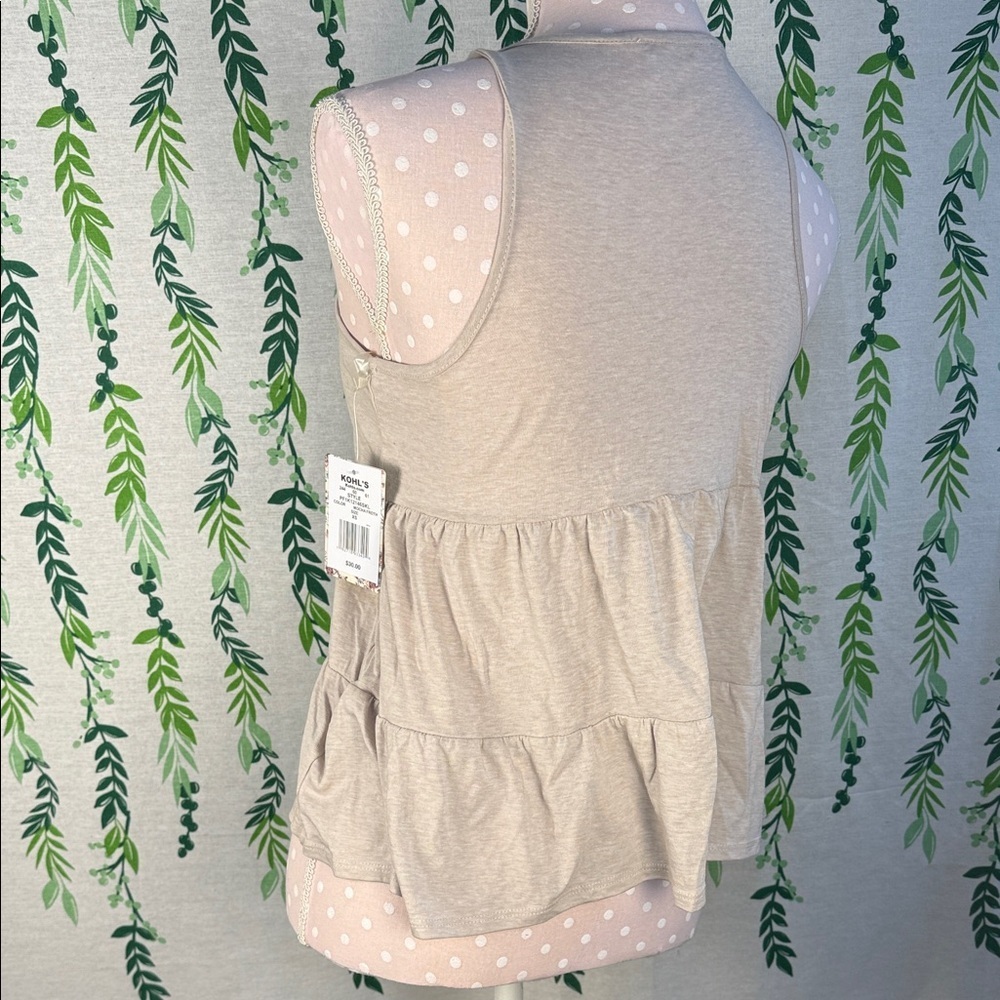 Pink Republic Beige Ruffle Tank Top C2 - Picture 4 of 5